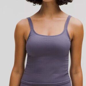 EUC Lululemon Ebb To Street Scoop Neck Cropped Tank Top 4 Built In Bra Nightfall